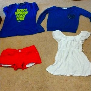 Clothes 2 shirts are medium and the other 2 items is a small